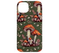 Cottagecore Aesthetic Mushroom Vintage Dark Green and Orange Carcasa para iPhone 14 Plus