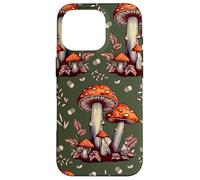 Cottagecore Aesthetic Mushroom Vintage Dark Green and Orange Carcasa para iPhone 16 Pro