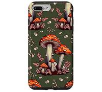 Cottagecore Aesthetic Mushroom Vintage Dark Green and Orange Carcasa para iPhone 7 Plus/8 Plus