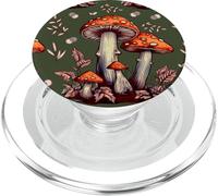 Cottagecore Aesthetic Mushroom Vintage Dark Green and Orange PopSockets PopGrip para MagSafe