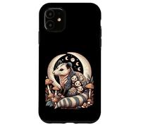 Cottagecore Aesthetic Possum Opossum Moonlit Floral Mushroom Carcasa para iPhone 11