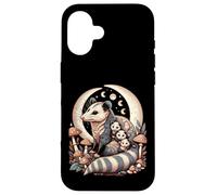 Cottagecore Aesthetic Possum Opossum Moonlit Floral Mushroom Carcasa para iPhone 16