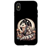 Cottagecore Aesthetic Possum Opossum Moonlit Floral Mushroom Carcasa para iPhone X/XS
