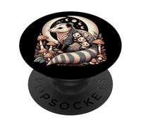 Cottagecore Aesthetic Possum Opossum Moonlit Floral Mushroom PopSockets PopGrip Adhesivo