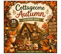 Cottagecore Autumn Coloring Book:Cozy Fall Scenes Featuring Charming Cottages, Woodland Animals, Mushrooms, Pumpkins & Relaxing Nature Designs for ... Relaxation, Stress Relief and Creative Fun