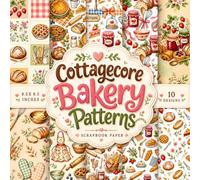 Cottagecore Bakery Patterns Scrapbook Paper: 10 Cozy Cottagecore Bakery Designs | Vintage Baking Patterns, Strawberries, Bread, Pastries & Farmhouse ... Collage & DIY Projects | 8.5 x 8.5 Inch