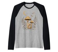 Cottagecore boho iluminado por la luna Bosque Setas Botánico Camiseta Manga Raglan