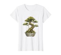 Cottagecore Bonsái Árbol Kodama Spirits Arte de jardín japonés Camiseta gráfica económica, Mujer, Blanco, L