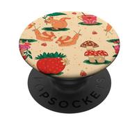 Cottagecore Caracol mágico Fresa Ardilla caprichosa Bronceado PopSockets PopGrip Adhesivo