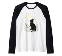 Cottagecore Cat, flores silvestres, pradera, luna, estrellas centelleantes Camiseta Manga Raglan