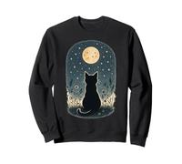 Cottagecore Cat, flores silvestres, pradera, luna, estrellas centelleantes Sudadera