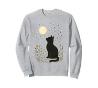 Cottagecore Cat, flores silvestres, pradera, luna, estrellas centelleantes Sudadera