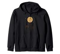 Cottagecore Cat, flores silvestres, pradera, luna, estrellas centelleantes Sudadera con Capucha