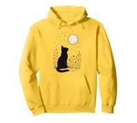 Cottagecore Cat, flores silvestres, pradera, luna, estrellas centelleantes Sudadera con Capucha