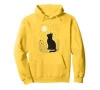 Cottagecore Cat, flores silvestres, pradera, luna, estrellas centelleantes Sudadera con Capucha