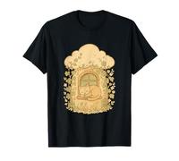Cottagecore Cat Sleeping in Mushroom Cottage Window Scene Camiseta