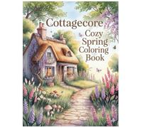Cottagecore Coloring Book: Cozy Spring Scenes for Relaxation: 40 Charming Illustrations of Rustic Cottages, Mushrooms, Wildflowers, Tea Time & Countryside Life