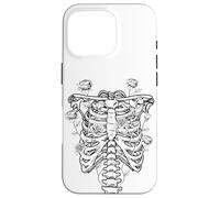 Cottagecore Esqueleto Estético Rosas Tórax Suave Grunge Carcasa para iPhone 16 Pro