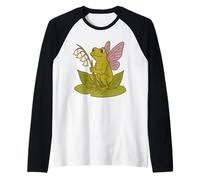 Cottagecore Fairy Frog and Lilly of The Valley Flower Camiseta Manga Raglan