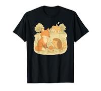 Cottagecore Fox and Hedgehog Woodland Pastel Nature Scene Camiseta