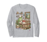 Cottagecore Frog Baker Cute Mushroom Cake Baking Pastelero Chef Manga Larga