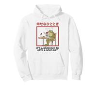 Cottagecore Frog Have A Good Day Cotización Positiva Sudadera con Capucha