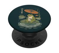 Cottagecore Frog - Paraguas de Lluvia de Arte japonés Kawaii PopSockets PopGrip Adhesivo