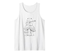 Cottagecore Frog Playing Banjo on Mushroom Aesthetic Camiseta sin Mangas