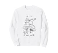 Cottagecore Frog Playing Banjo on Mushroom Aesthetic Sudadera