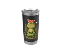 Cottagecore Frog Sandía Verano Goblincore Estética Vaso térmico de acero inoxidable de doble pared