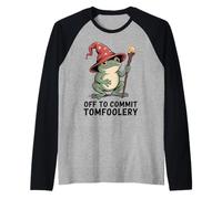 Cottagecore Frog Wizard Off to Commit Tom Foolery Frog Meme Camiseta Manga Raglan