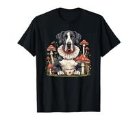 Cottagecore Gran Danés Perro Bebiendo Té Champiñones Fantasía Camiseta