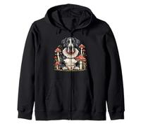 Cottagecore Gran Danés Perro Bebiendo Té Champiñones Fantasía Sudadera con Capucha