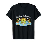Cottagecore Kawaii Frog Deja Que Las Buenas Vibraciones se ondulen Camiseta