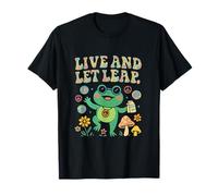 Cottagecore Kawaii - Letras de Burbujas de Rana con Texto en inglés Live and Let Le Camiseta