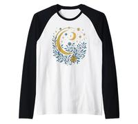 Cottagecore Luna Floral Fases Lunares Flores Estética Camiseta Manga Raglan