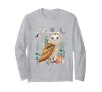 Cottagecore Owls Halloween Summerween Acuarela Vida Silvestre Manga Larga