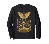 Cottagecore Polilla Bosque Setas Plantas Flores Silvestres Manga Larga