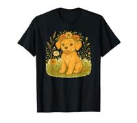 Cottagecore Puppy with Floral Crown Sitting in Wildflower Me Camiseta