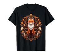 Cottagecore Red Fox Sitting In Floral Nature Wreath Camiseta