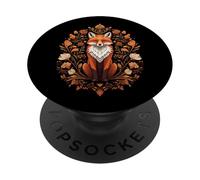 Cottagecore Red Fox Sitting In Floral Nature Wreath PopSockets PopGrip Adhesivo