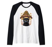 Cottagecore Sombrero de Seta de Gato Negro místico caprichoso Camiseta Manga Raglan