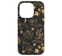 Cottagecore Vintage Garden Black Botanical Floral Flower Carcasa para iPhone 14 Pro
