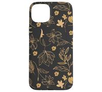 Cottagecore Vintage Garden Black Botanical Floral Flower Carcasa para iPhone 15 Plus
