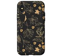 Cottagecore Vintage Garden Black Botanical Floral Flower Carcasa para iPhone X/XS