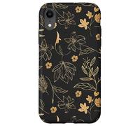 Cottagecore Vintage Garden Black Botanical Floral Flower Carcasa para iPhone XR