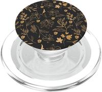 Cottagecore Vintage Garden Black Botanical Floral Flower PopSockets PopGrip para MagSafe