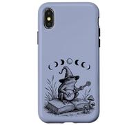 Cottagecore Wizard Frog Lover Moon Toad Banjo Lector de libros Carcasa para iPhone X/XS