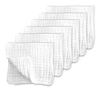 CottCare Paños de muselina para bebé, 100 % algodón, grandes, 20 x 10 pulgadas, 6 capas gruesas, súper suaves y absorbentes (paquete de 6, blanco)