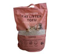 COTTECOTA Arena para Gatos de Tofu, 6 L, Aromas Vainilla, Lavanda y Café, Control de Olores (Café)